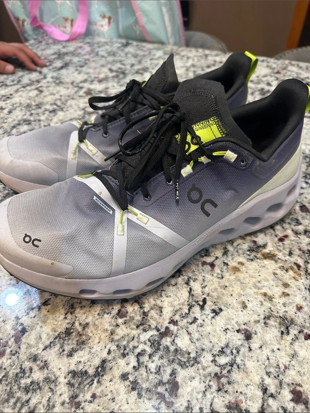 On Running Men's Athletic Shoes in Gray and Black with Neon Accents Mens S13